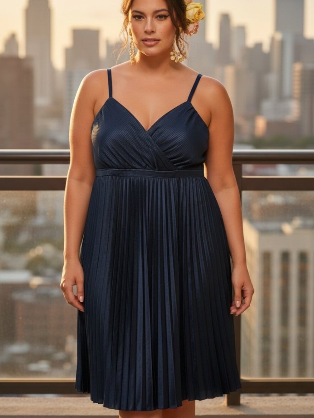 Chi Chi London Navy Blue Pleated Cami Dress NWT Size 18 Midi Cocktail Plus Size